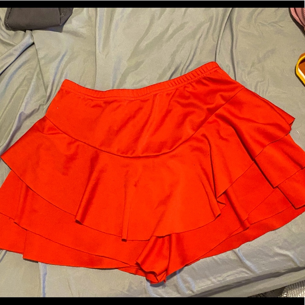 Vibrant summer vacation ruffle mini SKORT Red